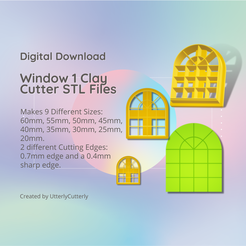 Cover-7.png Fichier 3D Window 1 Clay Cutter - Arch STL Digital File Download- 9 sizes and 2 Cutter Versions・Objet imprimable en 3D à télécharger