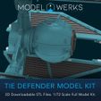 MOREL G)WERKS Ge TIE DEFENDER MODEL KIT 3D Downloadable STL Files. 1/72 Scale Full Model Kit. Tie Defender 1/72 Scale Tie Fighter