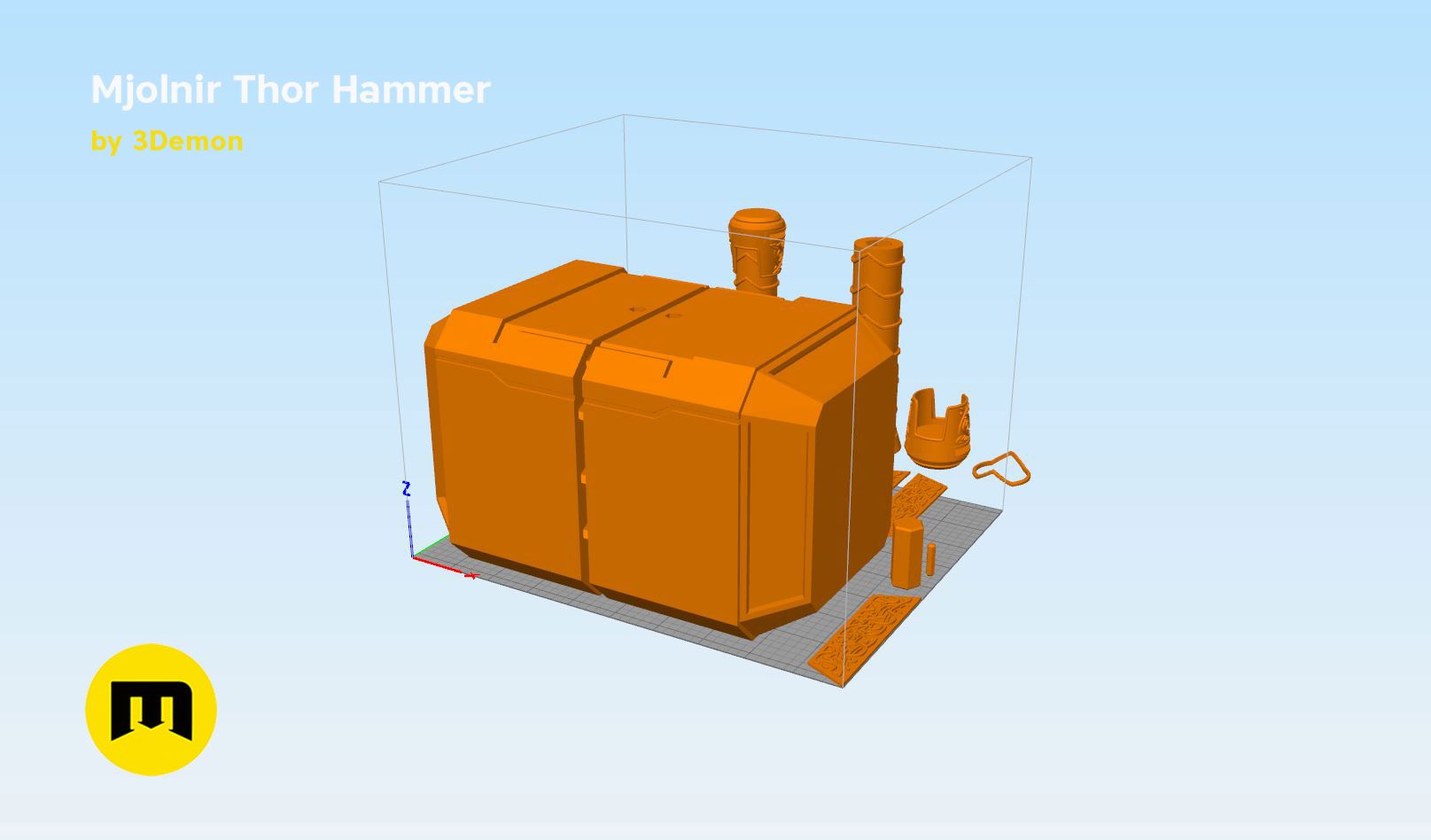 Thor-Mjolnir-parts1.jpg 3D-Datei Mjolnir-Hammer (Liebe und Donner)・3D-druckbares Design zum Herunterladen, 3D-mon