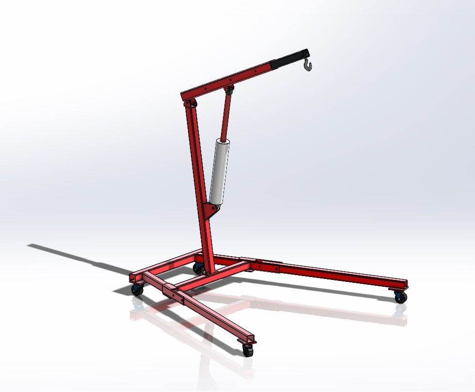 3D file Crane lifts engines with telescopic beam and hydraulic cylinder