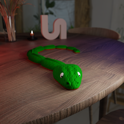 2.png STL file SNAKE, PRINT IN PLACE, BASILISK, PYTHON, BOA, ARTICULATING FLEXI WIGGLE PET・3D print model to download