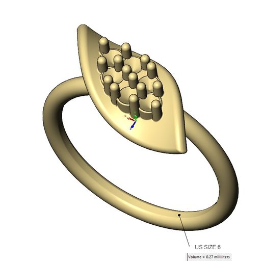 volume1.jpg Наклоненная вбок витая полоса с бриллиантовым кластетом и листьями Размеры США 6to9 3D-печатная модель