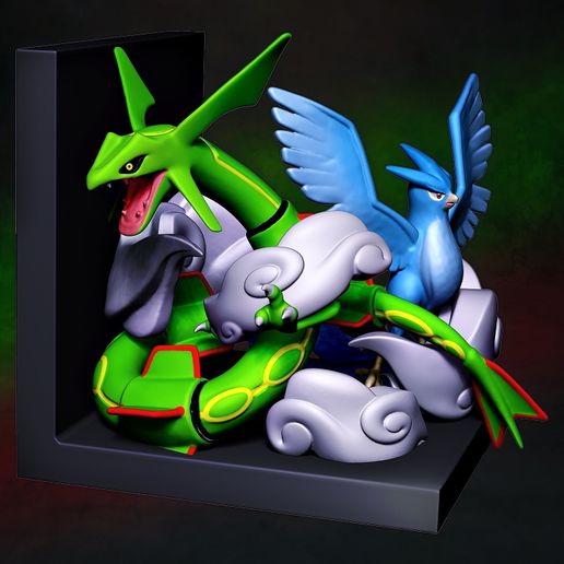 Pokémon Rayquaza and Artikodin bookends - Figurine/Library decoration