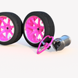 Loverim-v421.png LOVERIM WHEEL SET FOR 1/24 - 1/25 MODEL KIT. (FR & RR RIMS + STEERING WHEEL +  MUFFLER)