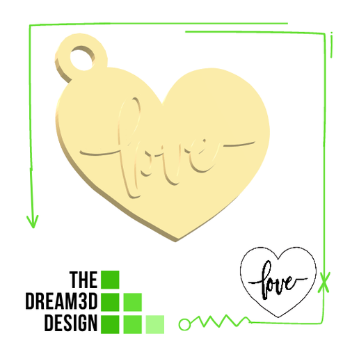 LOVE HEART KEYCHAIN / CORAZON DE AMOR LLAVERO 3D model