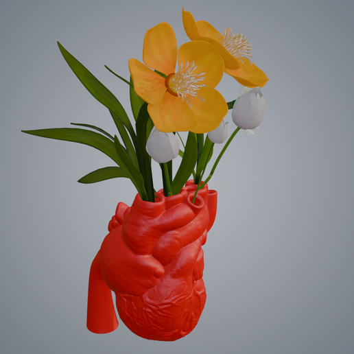 🫀 Anatomical Heart Flower Pot – STL File for 3D Printing 3D model
