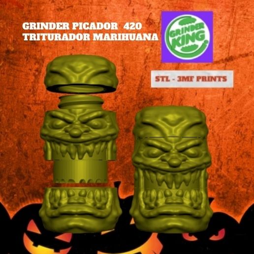GRINDER PICADOR CREEPY MONSTER 02 420 TRITURADOR MARIHUANA WEED TRITURADOR PICADOR .HD STL - 3MF PRINT.