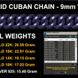 preview-03.png 9mm de large - Chaîne cubaine solide - Boîtier de fermeture non inclus Modèle d'impression 3D