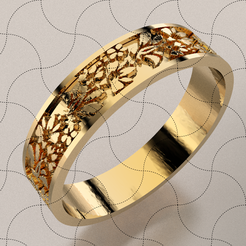 R0127B.png STL file FINE JEWELRY, FLORAL TEXTURE RING・Design to download and 3D print