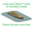 boat-lodka-7-v74-000.jpg Plastic full-size motor boat "Boat-7" made of monolithic sheets of block copolymer of polypropylene PP-C or low pressure polyethylene HDPE High Density Polyethylene for extreme operating conditions 8 mm thick