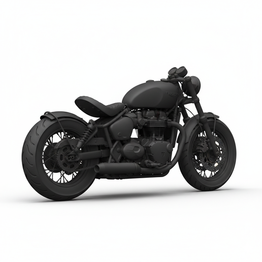 Triumph Bonneville Bobber fat tire motorcycle STL, inline 4 motorcycle STL, track bike STL, motorcycle showroom STL, steampunk motorcycle STL, drag bike STL, motorcycle keychain STL, hyper detailed motorcycle, collectible motorcycle STL, bike STL, two str
