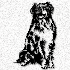 project_20230517_1144222-01.png STL file Realistic Australian Shepherd dog wall art Aussie wall decor 2d art・3D print design to download