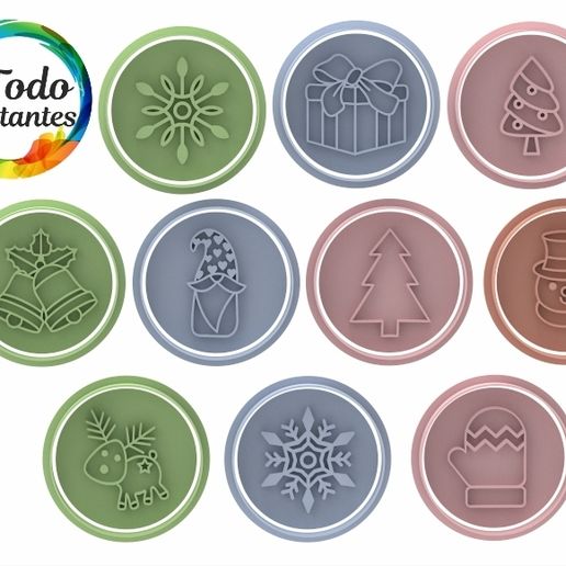 Navidad Stamp 1.46.jpg Télécharger le fichier STL Coupe de Noël Set avec timbre • Objet imprimable en 3D, juanchininaiara