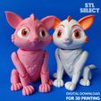 Cat-STL-File-For-3D-Printing1.jpg Cute Cat 3D Print STL File - Animal Articulated Flexi Model With Print In Place