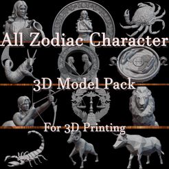 All-Zodiac-Front.jpg Tous les signes du zodiaque des personnages mystiques en 3D pour l'impression 3D Modèle d'impression 3D