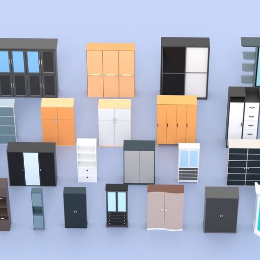 Closet & Wardrobe 3D Model Pack STL | Printable Miniature Storage Cabinets for Dollhouse & Diorama