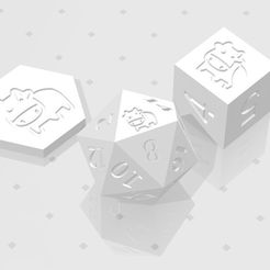 D2 D6 D20 - Cartoon Cow.jpg STL file D2, D6 and D20 - Cute Cartoon Cow Symbol Logo・3D printable model to download