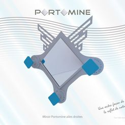 portomine_miroir_ailes_droites01.jpg STL file Mirror & hooks Portomine straight wings・3D print model to download