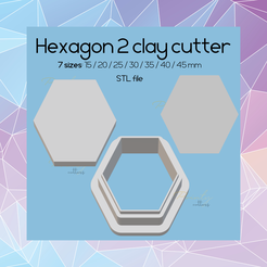 Hexagon O clay cutter 2 7 sizes: 15 /20/25/30/35/40/ 45mm STL file Hexagon clay cutter | Digital STL file | sharp cutter | 7 sizes | polymer clay cutter | Hexagon 2
