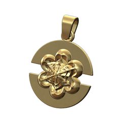 Corolla-Florentine-rosette-Split-round-pendant-charm-00.jpg STL file Corolla flower split round pendant with bail 3D print model・3D printable model to download