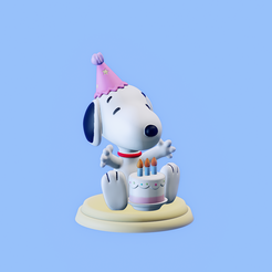 IMG_3199.png Fichier STL Snoopy joyeux anniversaire (Snoopy joyeux anniversaire)・Plan à imprimer en 3D à télécharger