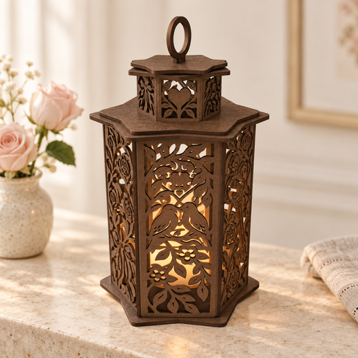 Garden of Lovers Valentine Lantern - Laser Cutting SVG PDF EPS