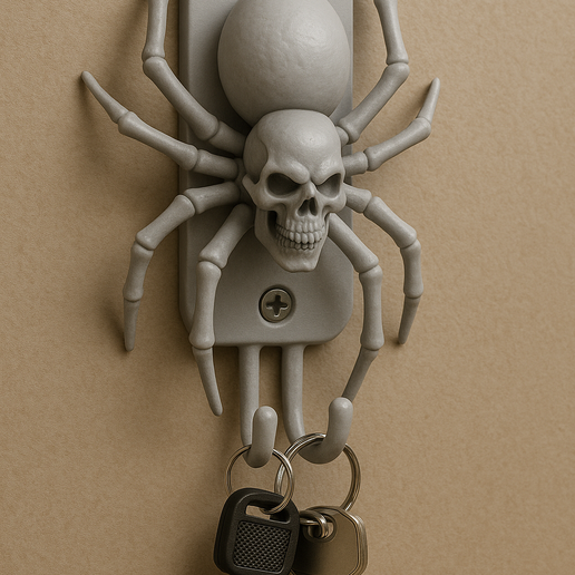 🕷️ Spider Skull Key Holder – 3D Printable Wall Hook with Gothic ...