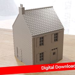 Digital-Download-WW2-Normandy-House-Type-2-28mm-Printable-Terrain-Wargaming-Tabletop-Front-View.jpg France Double Storey Village House Type 2