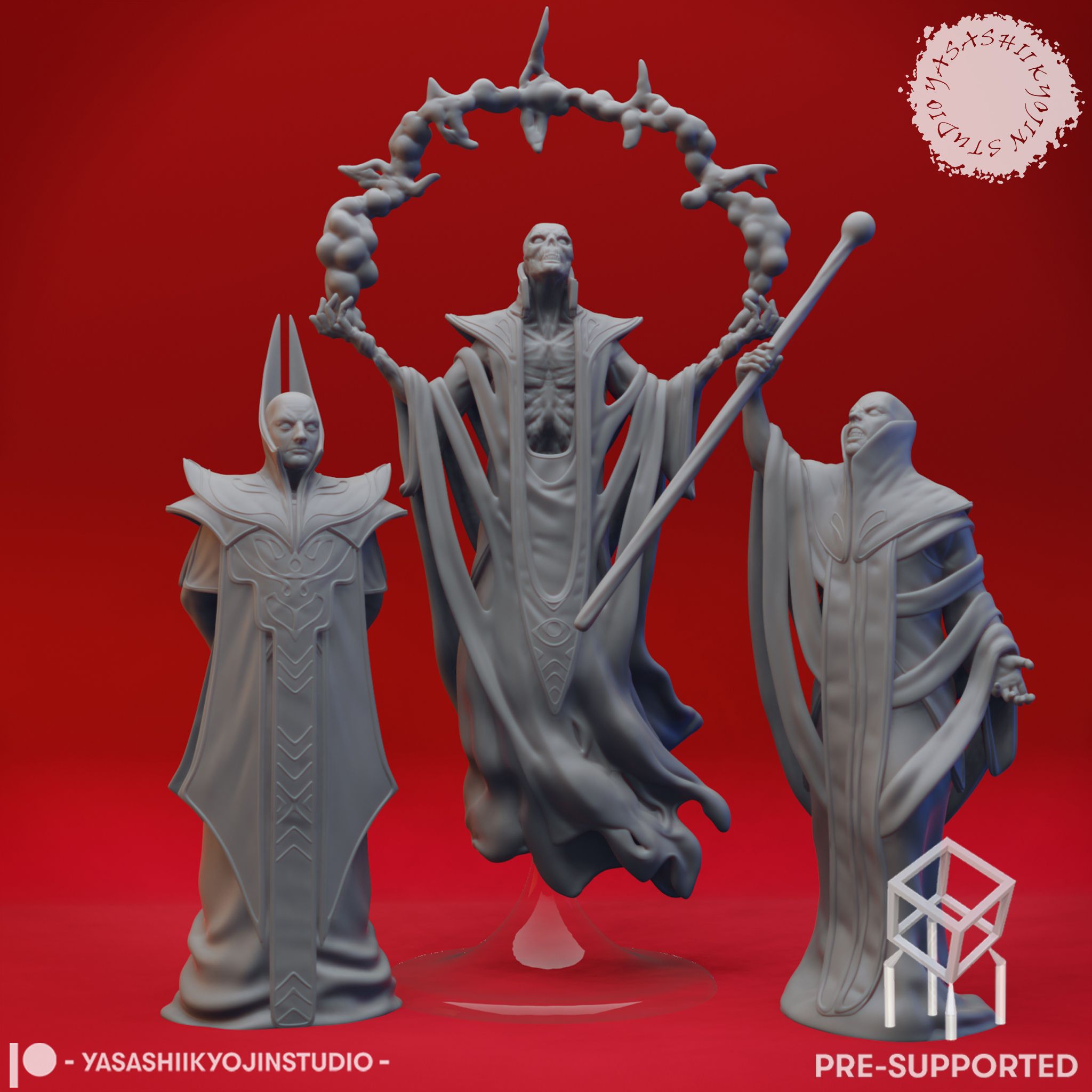 he - YASASHIIKYOJINSTUDIO - PRE-SUPPORTED STL file Red Wizard Cultists - Tabletop Miniatures (Pre-Supported)・Model to download and 3D print, YasashiiKyojinStudio