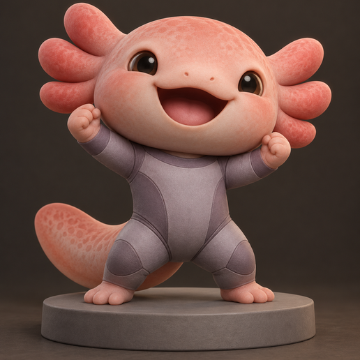 Chibi Axolotl Superheld – Cute Baby Axolotl Hero – Ajolote Bebé Kawaii