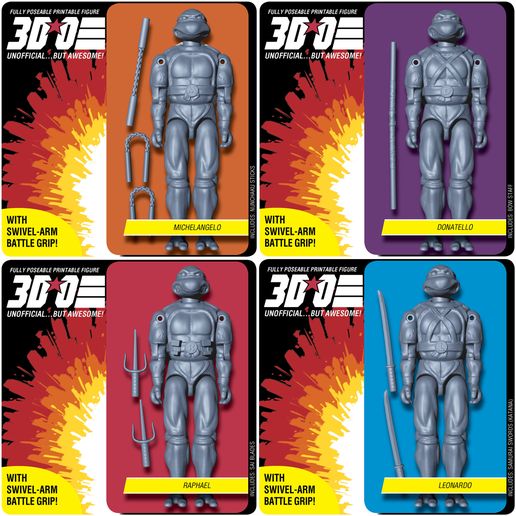 TEENAGE MUTANT NINJA TURTLES // GI Joe // O-Ring Action Figure SET