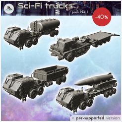 WB-VE-P03-Sci-Fi-trucks-pack-No.-1.jpg Fichier 3D Lot de camions de science-fiction No. 1 - Future Sci-Fi SF Post apocalyptique Tabletop Scifi Wargaming Exploration planétaire RPG Terrain・Design à télécharger et à imprimer en 3D