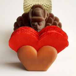 Animated Turkey Heart-Shaped Napkin Holder.jpg Fichier STL Valentine Turkey Bird 3D Model - Sous-verre animé Planter Holder・Design pour imprimante 3D à télécharger