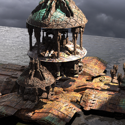 tech-rar.179.png Fichier OBJ Dark Elven Sci-Fi CityDomes Bases 1 Kit bash 2・Modèle pour imprimante 3D à télécharger