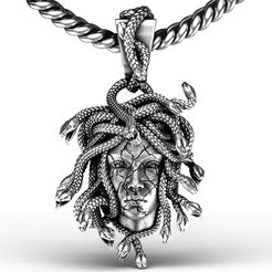 Madhusa-chainjpg.jpg Fichier STL Pendentif tête de serpent Medusa Solid Face・Objet imprimable en 3D à télécharger