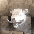 WILD-BOAR-mouth-open-low-poly-4.png wild boar wall mount low poly decor STL