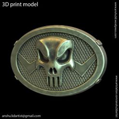 The_punisher_vol1_buckle_K1.jpg 3D-Datei Der Punisher Schädel vol1 Gürtelschnalle・Modell zum Herunterladen und 3D-Drucken
