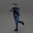 3DG-0001.jpg Police Officer running Chasing Criminal On Roadway holding a gun