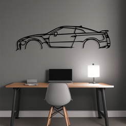 Nissan-GT-R-R35-zd.png STL file Nissan GT-R (R35) car wall art・3D printing design to download