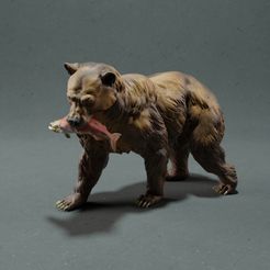 Grizzly_salmon_1.jpg STL file Grizzly Bear - Salmon・3D print model to download, AnimalDenMiniatures