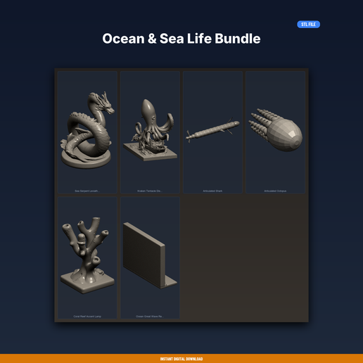 Ocean & Sea Life Bundle - 6-Model STL Bundle