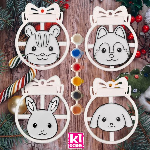 Cute, customizable Calico Critters Christmas ornaments.