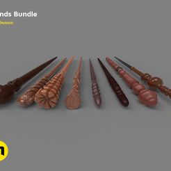 render_wands_3_all_in_one_picture-Kamera-8.735.jpg 3D file Harry Potter Wands set 2・Model to download and 3D print, 3D-mon