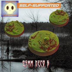 Diapositiva2-03.jpeg Download STL file Wooden Skull Altar Base (25mm round Swamp base) • 3D printer model, admiral_apocalypse