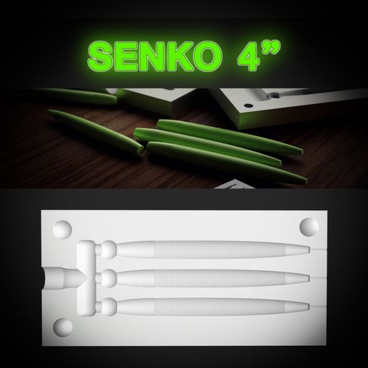 MOLD "SENKO 4 INCH" LURE. 3D STL, STEP FILE FOR CNC AND 3D PRINT 3D model