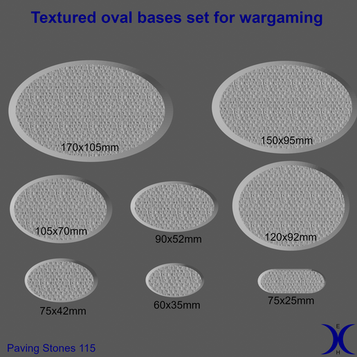 elipsoid_bases_set.png 3 in 1 BUNDLE - Paving Stones 115 texture Bases Set (round, square and rectangle, oval) + thin bases | Perfect For Tabletop Wargames & RPG's