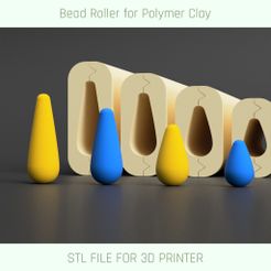 STL FILE FO Файл 3D Ролик для бусин из полимерной глины в форме капли, 30-25-20-15 мм, индивидуальный ролик для бусин, инструмент для изготовления бусин・Идея 3D-печати для скачивания