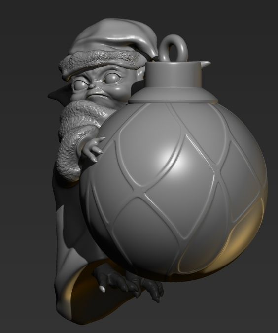 ZBrush ScreenGrab02.jpg STL file Baby Yoda Christmas・3D printable model to download, 3dbyalex
