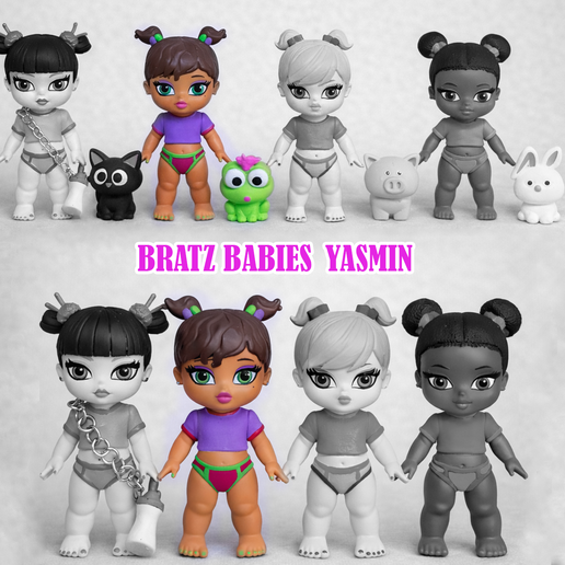 Yasmin - Chibi Fashion Baby with Green Frog & Bottle STL