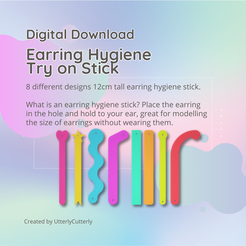 Cover-7.png 3MF file Earring Hygiene Try on Stick STL - 8 Different Designs STL Digital File Download- Print Yourself Digital File・3D printable model to download